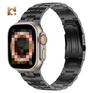 Keepwin Bracelet en titane compatible avec <span class=keywords><strong>Apple</strong></span> <span class=keywords><strong>Watch</strong></span> 49mm 45mm <span class=keywords><strong>44mm</strong></span> 42mm 41mm 40mm 38mm pour homme avec fermoir à double bouton pour - Product Image 1
