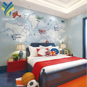 Papier peint mural YKER 035 pour décoration de maison, fond bleu argenté, rouleaux, chambre d'enfant - Product Image 3