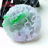 Pendentif en Jade du Zodiaque Chinois Sculpté Dragon de Type A Pendentif en Jade Glace Flottant Vert Zodiaque Dragon Marque Pendentif Émeraude 51.85