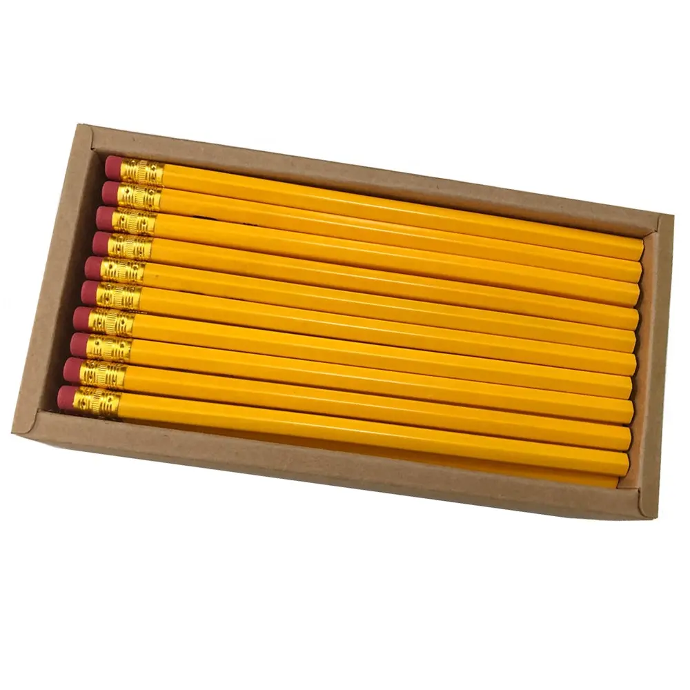 Daubigny 7.5 סנטימטרים ארוך אדום מחק HB עץ עיפרון עם סטנדרטי צהוב סטנדרטי עפרונות משרד ובבית ספר מותאם אישית