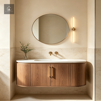 Meuble-lavabo flottant XINGRUO avec vasque intégrée et bords arrondis, armoire sur mesure OEM