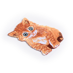 Tissu brodé personnalisé avec logo, motif chat orange mignon, vente en gros d'usine - Product Image 2