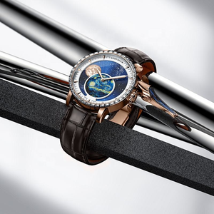 Reloj AGELOCER Original Astronomer con Fase Lunar para Hombre, Reloj Mecánico Automático con Bisel de Diamantes, Resistente al Agua, con Caja - Product Image 1
