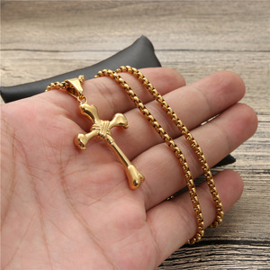 <b>Cross</b> Pendant Necklace Zinc Alloy Unisex Hip Hop Style Gift Jewelry - Product Image 2