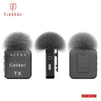 Micrófono Inalámbrico Lavalier 3 en 1 de Earldom, 2 Piezas, para iPhone y iPad, Micrófono Inalámbrico para Grabación de Video, Transmisión en Vivo de Juegos