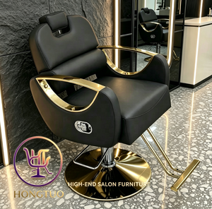 Nouvelle chaise de salon blanche en métal électroplaqué pour la coupe et la coloration des cheveux, avec levage simple en cuir, pouvant être retournée à l'envers, chaise de barbier - Product Image 1