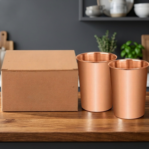 Minimalist Plain Brushed Pure <b>Copper</b> Water Bottles Set Premium Matte Finish Eco-Friendly <b>Utensils</b> 2-Piece Combo Kraft Box - Product Image 1