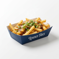 Barquette alimentaire jetable en papier kraft anti-graisse, boîte personnalisée pour tacos et hot-dogs avec logo