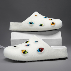 Custimzed verre yeux oeil boule <span class=keywords><strong>Mules</strong></span> diapositives <span class=keywords><strong>fourrure</strong></span> mode pantoufle pour hommes femmes femme dame - Product Image 3