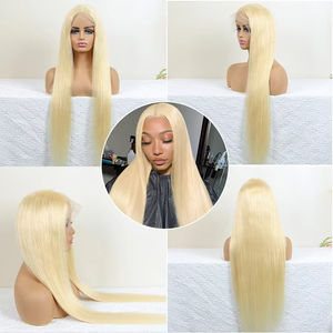 Perruques en cheveux humains brésiliens vierges Remy de haute qualité 100% blondes 613 pour Lace Front 13X4 200% de densité longues perruques ondulées pour - Product Image 3