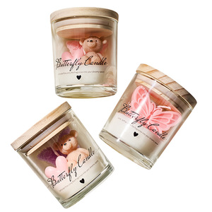 Butterfly Bear Shaped Scented <b>Candle</b> Glass Jar With Wood Lid Custom Color Fragrance Soy Wax <b>Candle</b> Home Table Decor <b>Gift</b> - Product Image 5