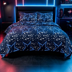 Custom <strong>Teenager</strong> Gaming Room Summer Star Patterned Printed Ultrasonic Filling Polyester/Cotton Washable Modern Quilt-Hotel Use - Product Image 3