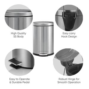 Poubelle à pédale en acier inoxydable pour intérieur et extérieur, 3L, 5L, 12L, 20L, 30L – Offre Spéciale - Product Image 2