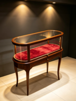 Vintage Ovale Schmuckvitrine mit LED-Beleuchtung und Anpassbarer Farbgebung für Luxus-Einzelhandel und Firmen-Showrooms