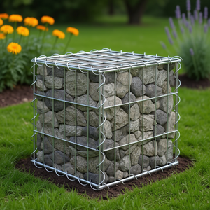 Bac à plantes surélevé en gabion 11,8x11,8x11,8 po, en forme de cube, pour arrangements saisonniers extérieurs, en fil d'acier argenté, résistant aux intempéries - Product Image 2