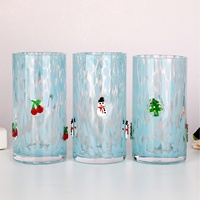 Autocollants 3D personnalisés soufflés à la main avec motifs de dessins animés pour verres en verre sodocalcique de style européen, avec des points bleus créatifs