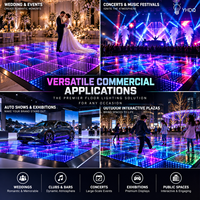 Dalles de sol LED 3D à effet miroir infini 12x12 pixels en verre trempé IP55 étanche pour scène de mariage, fête, club