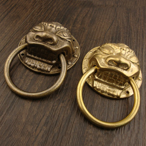 Chinese Style Lion Head Brass Door Knocker 5.8cm Diameter Cabinet Handle Ring Pull For Furniture Decoration - Product Image 2