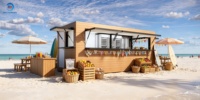 Restaurant conteneur personnalisable, kiosque alimentaire modulaire avec cuisine entièrement en acier inoxydable et armoires murales pour la plage