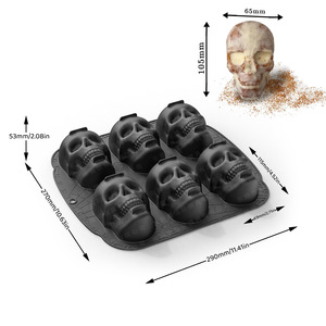 Moule à gâteau en silicone 3D en forme de crâne d'Halloween pour la pâtisserie, les fêtes d'anniversaire, la fabrication de chocolats et de bonbons, les décorations d'Halloween, la cuisine - Product Image 5