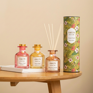 Aikun Fast 3 Day Sample 7 Day Ship 120ML Colored Round Glass Floral Tube Box Long Lasting Any Scent Label <b>Reed</b> <b>Diffuser</b> Set - Product Image 1