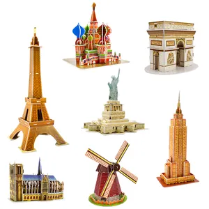 2021 Neuankömmlinge weltberühmtes Gebäude 3D-Papier Modell Spielzeug Pappe Puzzle Schloss Puzzle 3d Die Kathedrale von Notre Dame