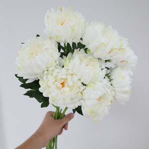 <span class=keywords><strong>Fleur</strong></span> de chrysanthème artificielle à branche unique, grande <span class=keywords><strong>fleur</strong></span>, fil doré, <span class=keywords><strong>pour</strong></span> la décoration de jardin extérieur, plante artificielle - Product Image 2