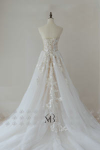 Mily Bridal QW01911 Новый дизайн без рукавов аппликация Кружева трапеция современный стиль невесты плюс Szie модное роскошное свадебное платье - Product Image 4