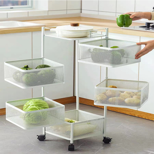 Precio al por mayor, estante de 5 niveles, cesta de verduras de almacenamiento giratoria multicapa - Product Image 5