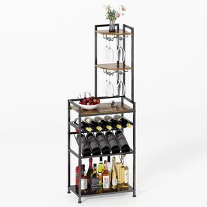 Porte-bouteilles de vin sur pied à 6 niveaux, support à verres pour bar, couleur et logo personnalisables, style Art Déco - Product Image 1