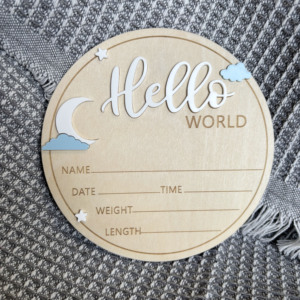 Décor de pépinière bébé 15cm annonce chanter bonjour monde <span class=keywords><strong>naissance</strong></span> Stats nouveau-né disque pour cadeaux d'hôpital - Product Image 2