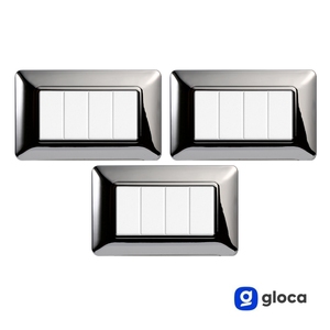 Juego de interruptores de pared Gloca, 3 piezas, 4 vías, plástico, cromo pulido, estilo moderno, 16 A, 250 V, IP20 - Product Image 2