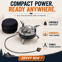 Réchaud de camping pliable léger pour l'extérieur, 610g, 5800W, vente en gros, réchaud à gaz portable au butane pour pique-nique