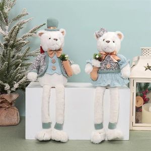 Ensemble de 2 ours en peluche adorables à pattes tombantes, doux, pour décorations de fêtes et cadeaux - Product Image 1