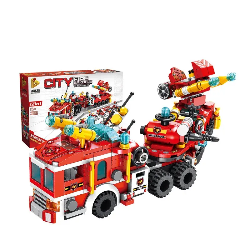 Bloques de construcción de plástico Panlos, juego de bloques de bomberos, estación de rescate forestal, Serie de trabajo Abs, juguetes de ladrillo para niños