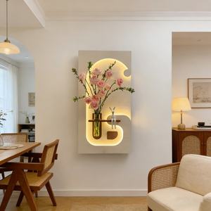 Peinture murale LED 3D moderne, abstraite, avec cadre en grès, faite à la main, décorative, pour véranda, salon, salle à manger - Product Image 3