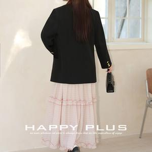 Falda Midi con Volantes Happy Plus para Mujer, Cintura Elástica, Chifón con Puntos, Color Rosa Lotus, Talla Grande, Ropa Casual de Otoño - Product Image 5