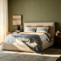 Cadre de lit rembourré moderne, taille King, lit plateforme en tissu doux, meubles de chambre à coucher avec tête de lit pour la maison, l'hôtel, l'appartement
