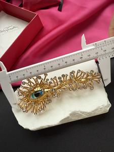 ステレオティールアイズ、真鍮、枝の形、輝くダイヤモンドのアールデコブローチ - Product Image 3