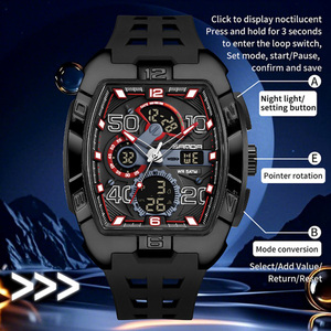 Reloj Digital SANDA 5110 con Forma de Barril, Resistente al Agua, Multifuncional, Deportivo, Casual, para Hombre, con Doble Pantalla, Luminoso y con Alarma - Product Image 3