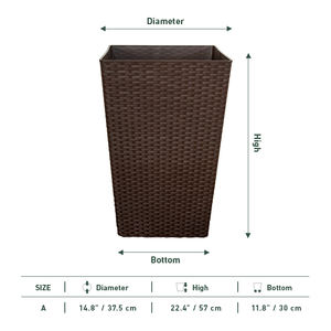 Maceta <span class=keywords><strong>de</strong></span> flores <span class=keywords><strong>de</strong></span> resina cuadrada decorativa para interiores, <span class=keywords><strong>macetas</strong></span> <span class=keywords><strong>de</strong></span> mimbre sintéticas grandes para jardín y hogar - Product Image 3