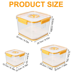 Rectangle Transparent Fridge Organizers with Drain Plate and Timer Multi Size Egg Tray Set - Product Image 2