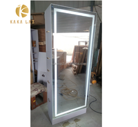 Mobilier de salon de coiffure moderne et luxueux à double face avec miroir et éclairage LED