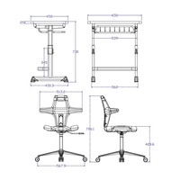 Ensemble de mobilier scolaire réglable : bureau et chaise en plastique pour étudiant, table d'ordinateur à hauteur réglable