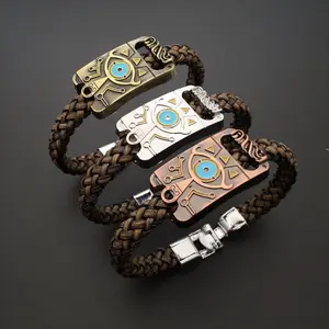 3 Designs Cosplay Anime Zelda Bangle Fashion Alloy Unisex Leather Weave Bracelet
