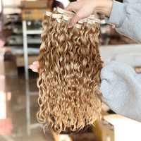 Clip de trame de tissu en gros dans les cheveux blonde brune clip dans les cheveux humains extensions de cheveux bouclés