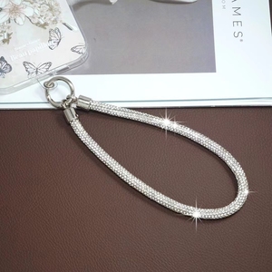 2024 nueva cadena de teléfono corta de diamante de lujo Bling Crystal Rhinestone Anti Lost correa de muñeca llavero móvil con parche - Product Image 1