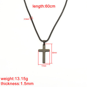 Collar con colgante de Cruz de acero inoxidable pulido con espejo, collar de Cruz en blanco con logotipo grabado con cadena de palomitas de maíz - Product Image 3