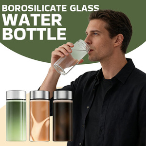 Bouteille en verre <span class=keywords><strong>à</strong></span> large ouverture <span class=keywords><strong>avec</strong></span> logo <span class=keywords><strong>personnalisé</strong></span>, 350 ml, 500 ml, sans BPA, <span class=keywords><strong>avec</strong></span> couvercle en acier inoxydable anti-fuite, pour cadeau, bouteille d'eau de sport - Product Image 2