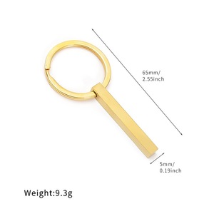 Wholesale DIY Stainless Steel Keychain Custom Laser <b>Engraved</b> Black Rectangle Cubic Fashion Style - Product Image 6
